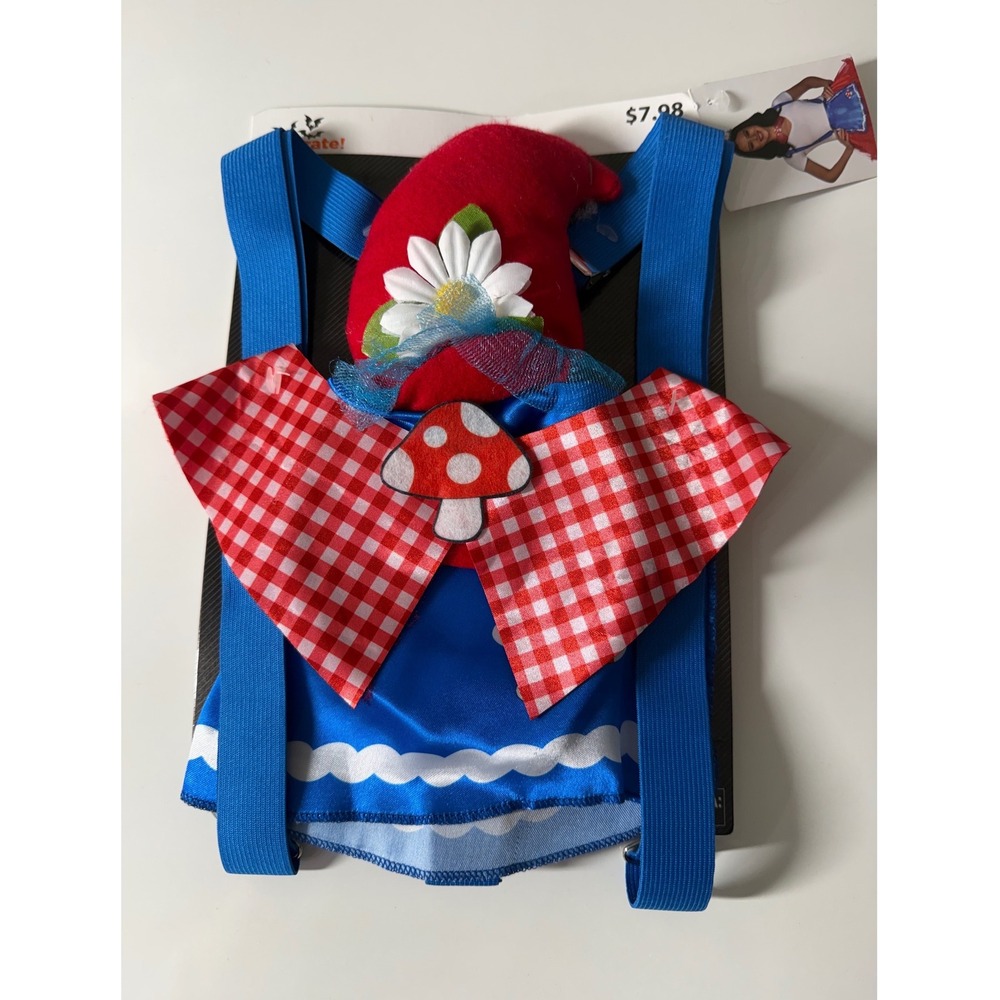 Way to Celebrate Halloween Gnome Kit 4pc Accessory Set Apron Suspenders Headband